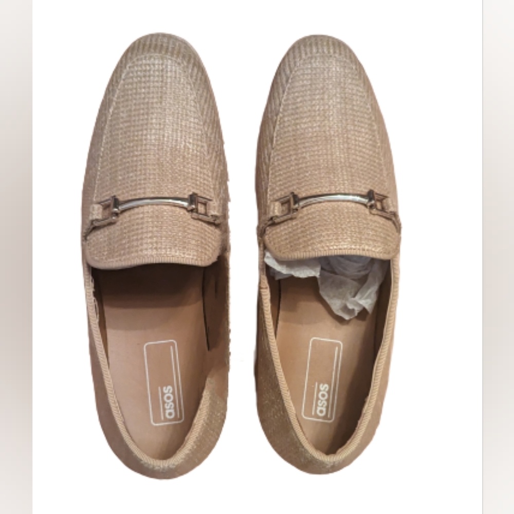 EUC ASOS Sweet looks from the ground up raffia loafers snaffle detail Apron slip